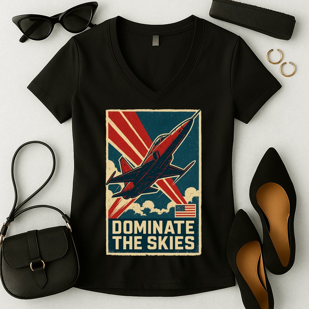 F-5E Tiger II Jet Women's V-Neck T-Shirt
