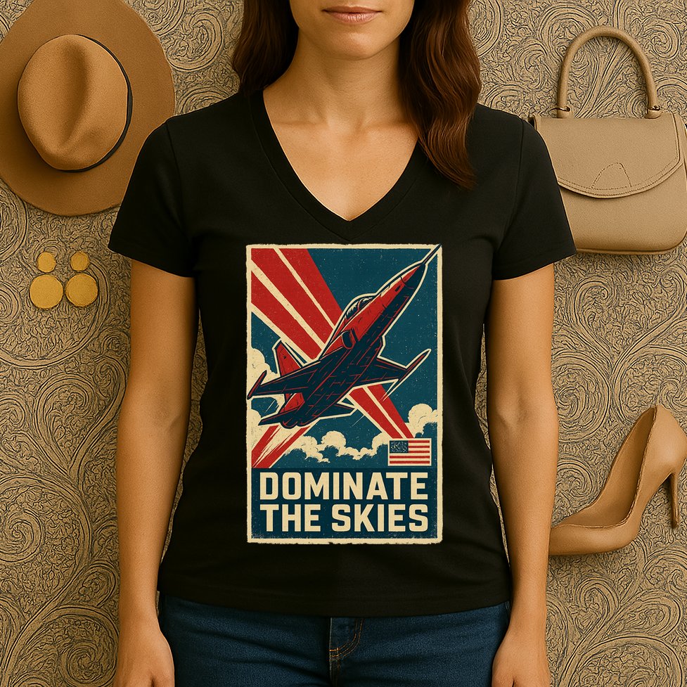 F-5E Tiger II Jet Women's V-Neck T-Shirt