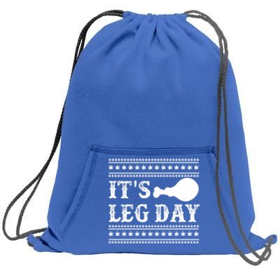 Football Thanksgiving Its Leg Day Turkey Gift Sweatshirt Cinch Pack Bag