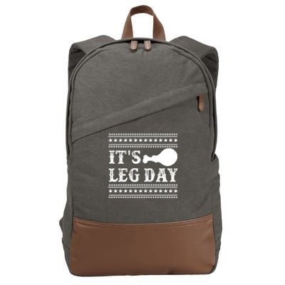 Football Thanksgiving Its Leg Day Turkey Gift Cotton Canvas Backpack