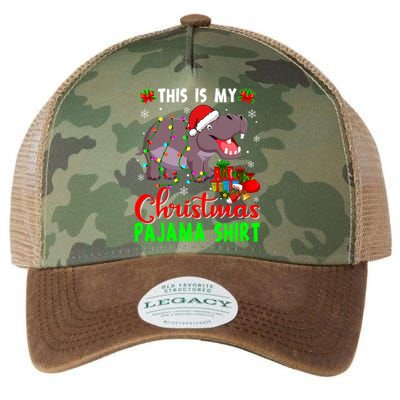 Funny This Is My Christmas Pajama Hippopotamus Xmas Lights Cool Gift Legacy Tie Dye Trucker Hat