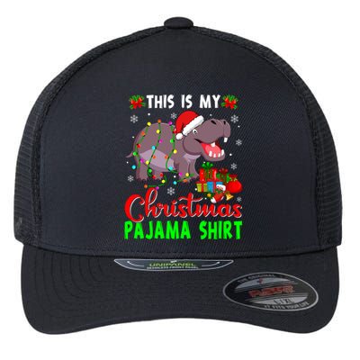 Funny This Is My Christmas Pajama Hippopotamus Xmas Lights Cool Gift Flexfit Unipanel Trucker Cap