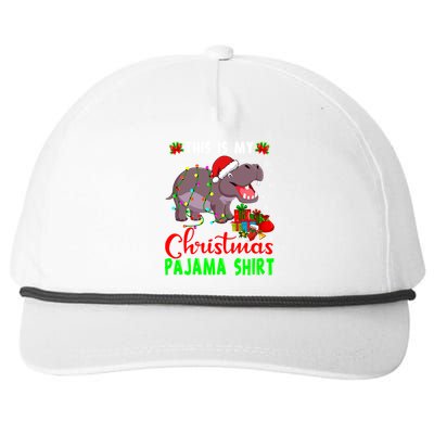 Funny This Is My Christmas Pajama Hippopotamus Xmas Lights Cool Gift Snapback Five-Panel Rope Hat