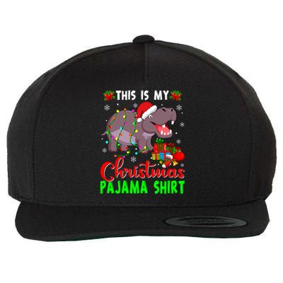 Funny This Is My Christmas Pajama Hippopotamus Xmas Lights Cool Gift Wool Snapback Cap