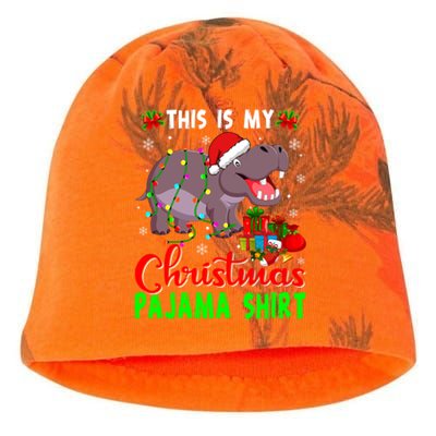 Funny This Is My Christmas Pajama Hippopotamus Xmas Lights Cool Gift Kati - Camo Knit Beanie