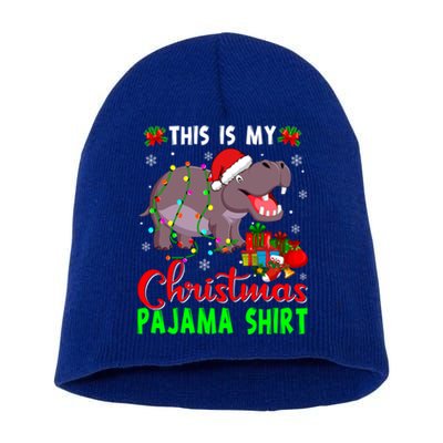 Funny This Is My Christmas Pajama Hippopotamus Xmas Lights Cool Gift Short Acrylic Beanie