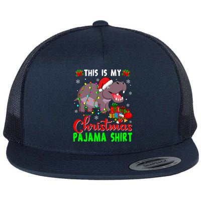 Funny This Is My Christmas Pajama Hippopotamus Xmas Lights Cool Gift Flat Bill Trucker Hat