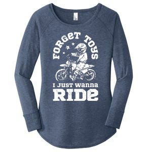 Forget Toys I Just Wanna Ride Dirt Bike Rider Motocross Women's Perfect Tri Tunic Long Sleeve Shirt