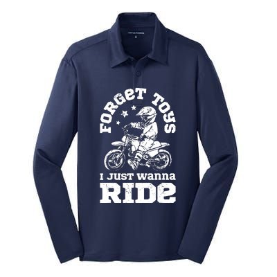 Forget Toys I Just Wanna Ride Dirt Bike Rider Motocross Silk Touch Performance Long Sleeve Polo