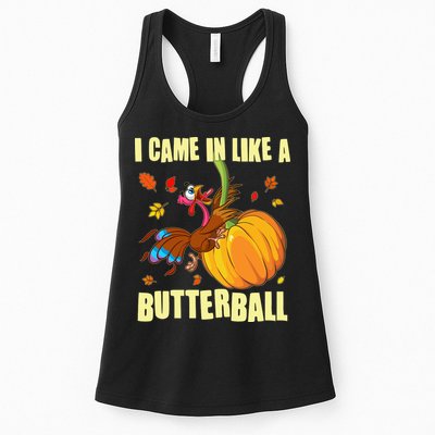 Funny Thanksgiving I Came In Like A Butterball Turkey Swinging On Pumpkin Womens Tank Top