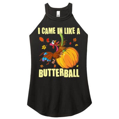 Funny Thanksgiving I Came In Like A Butterball Turkey Swinging On Pumpkin Women's Perfect Tri Rocker Tank