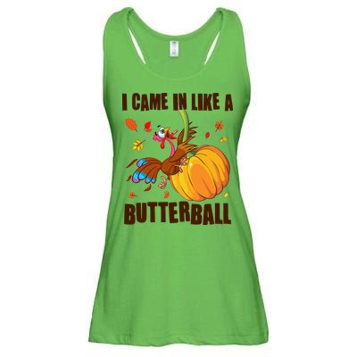 Funny Thanksgiving I Came In Like A Butterball Turkey Swinging On Pumpkin Ladies Essential Flowy Tank