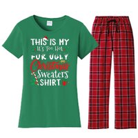 Funny This Is My Its Too Hot For Ugly Christmas Sweaters Xmas Gift Women's Flannel Pajama Set