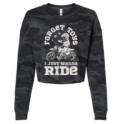 Forget Toys I Just Wanna Ride Cropped Pullover Crew