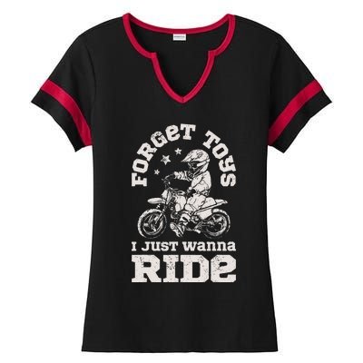 Forget Toys I Just Wanna Ride Ladies Halftime Notch Neck Tee