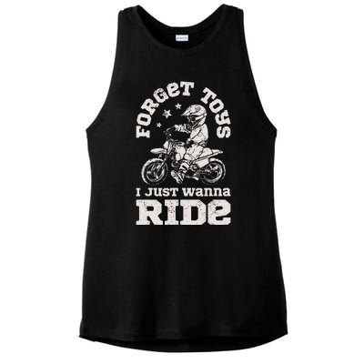 Forget Toys I Just Wanna Ride Ladies PosiCharge Tri-Blend Wicking Tank