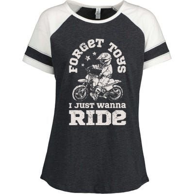 Forget Toys I Just Wanna Ride Enza Ladies Jersey Colorblock Tee