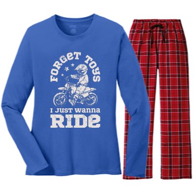 Forget Toys I Just Wanna Ride Women's Long Sleeve Flannel Pajama Set 