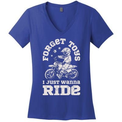 Forget Toys I Just Wanna Ride Women's V-Neck T-Shirt