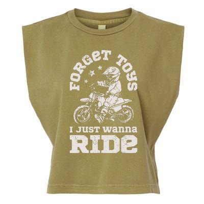 Forget Toys I Just Wanna Ride Garment-Dyed Women's Muscle Tee