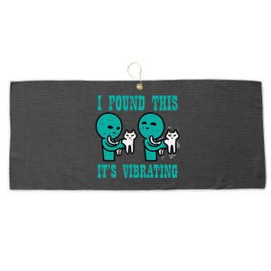 Found This Its Vibrating Alien Cat Funny Ufo Large Microfiber Waffle Golf Towel