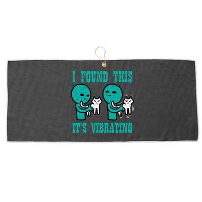 Found This Its Vibrating Alien Cat Funny Ufo Large Microfiber Waffle Golf Towel