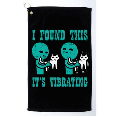 Found This Its Vibrating Alien Cat Funny Ufo Platinum Collection Golf Towel