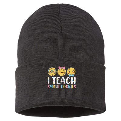 Funny Teacher I Teach Smart Cookies Sustainable Knit Beanie