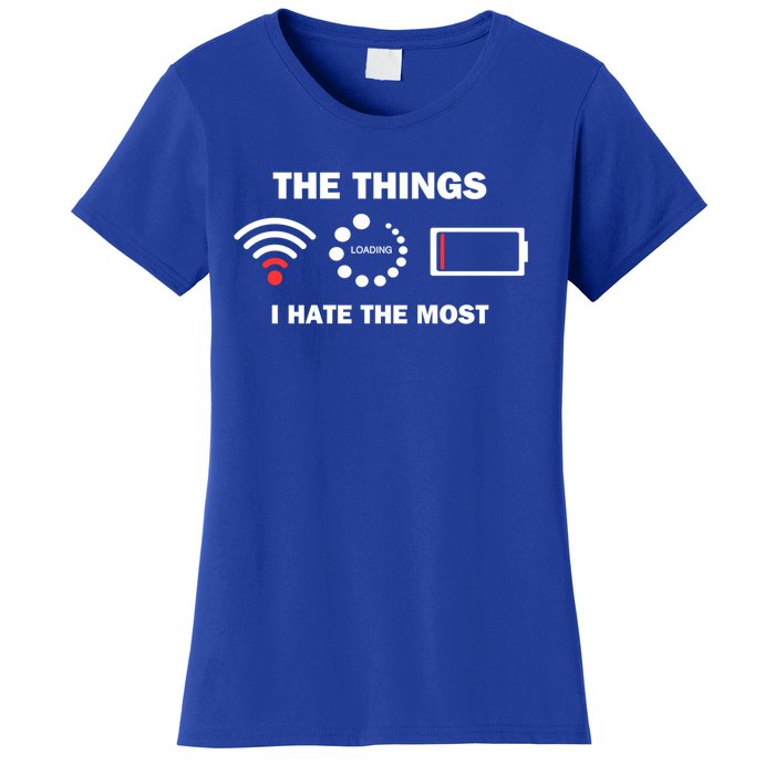 Funny Things I Hate Bad Wifi Signal Buffering Low Battery Gift Women's T-Shirt