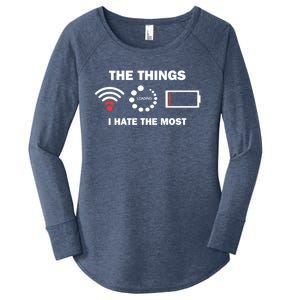 Funny Things I Hate Bad Wifi Signal Buffering Low Battery Gift Women's Perfect Tri Tunic Long Sleeve Shirt