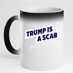 Funny Trump Is A Scab Vote Harris Kamala 2024 11oz Black Color Changing Mug