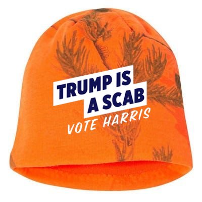 Funny Trump Is A Scab Vote Harris Kamala 2024 Kati - Camo Knit Beanie