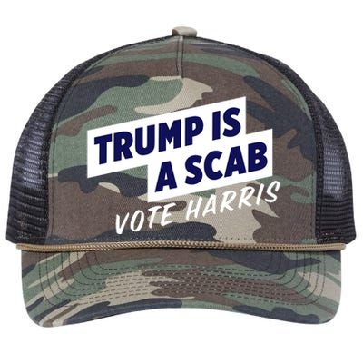 Funny Trump Is A Scab Vote Harris Kamala 2024 Retro Rope Trucker Hat Cap