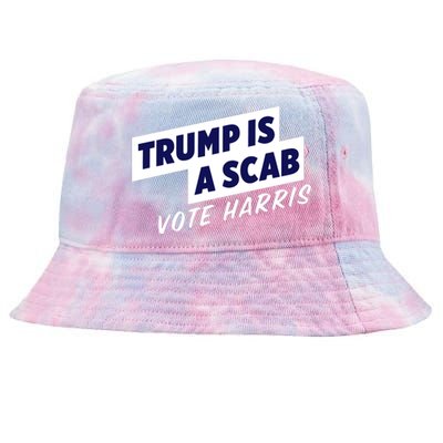 Funny Trump Is A Scab Vote Harris Kamala 2024 Tie-Dyed Bucket Hat