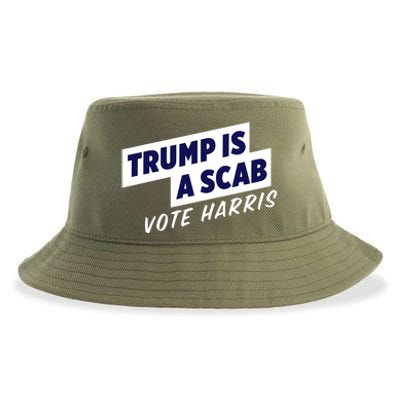 Funny Trump Is A Scab Vote Harris Kamala 2024 Sustainable Bucket Hat