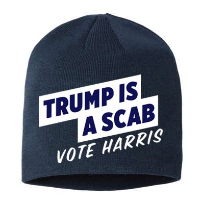 Funny Trump Is A Scab Vote Harris Kamala 2024 Sustainable Beanie