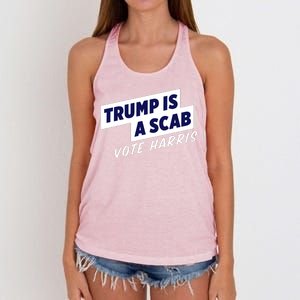 Funny Trump Is A Scab Vote Harris Kamala 2024 Women's Knotted Racerback Tank