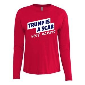 Funny Trump Is A Scab Vote Harris Kamala 2024 Womens Cotton Relaxed Long Sleeve T-Shirt