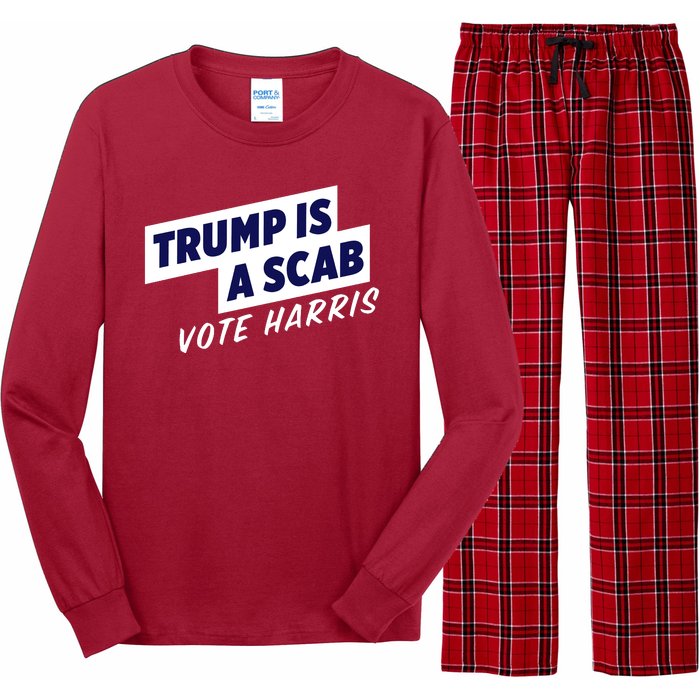 Funny Trump Is A Scab Vote Harris Kamala 2024 Long Sleeve Pajama Set