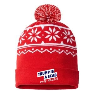 Funny Trump Is A Scab Vote Harris Kamala 2024 USA-Made Snowflake Beanie