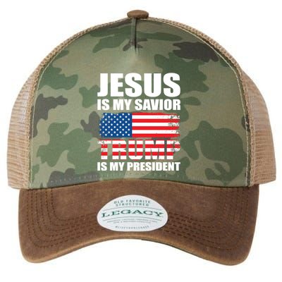 Funny Trump Jesus Is My Savior Trump Is My President Gift Legacy Tie Dye Trucker Hat