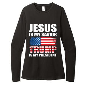 Funny Trump Jesus Is My Savior Trump Is My President Gift Womens CVC Long Sleeve Shirt