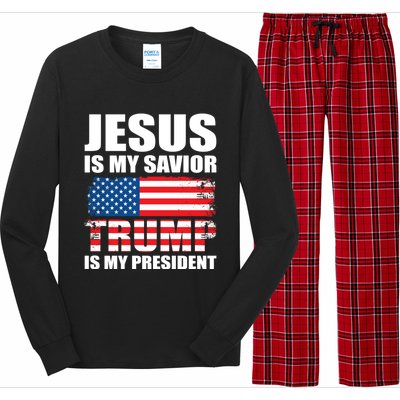 Funny Trump Jesus Is My Savior Trump Is My President Gift Long Sleeve Pajama Set