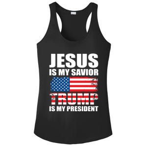 Funny Trump Jesus Is My Savior Trump Is My President Gift Ladies PosiCharge Competitor Racerback Tank