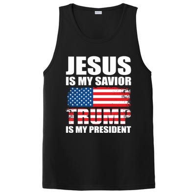 Funny Trump Jesus Is My Savior Trump Is My President Gift PosiCharge Competitor Tank