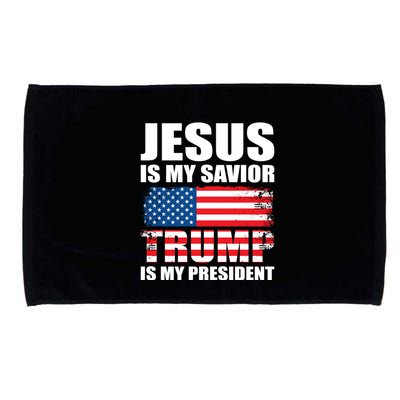 Funny Trump Jesus Is My Savior Trump Is My President Gift Microfiber Hand Towel