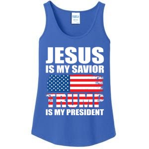 Funny Trump Jesus Is My Savior Trump Is My President Gift Ladies Essential Tank