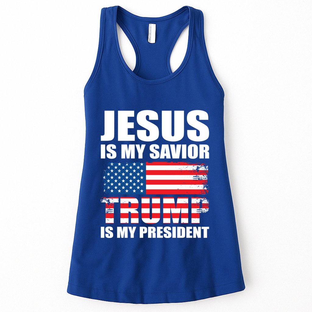 Funny Trump Jesus Is My Savior Trump Is My President Gift Womens Tank Top