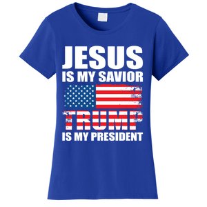 Funny Trump Jesus Is My Savior Trump Is My President Gift Women's T-Shirt