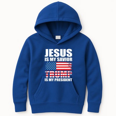 Funny Trump Jesus Is My Savior Trump Is My President Gift Kids Hoodie